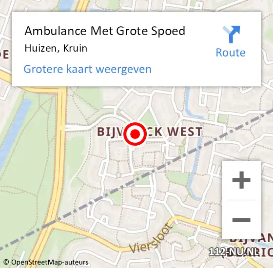 Locatie op kaart van de 112 melding: Ambulance Met Grote Spoed Naar Huizen, Kruin op 7 september 2014 15:05