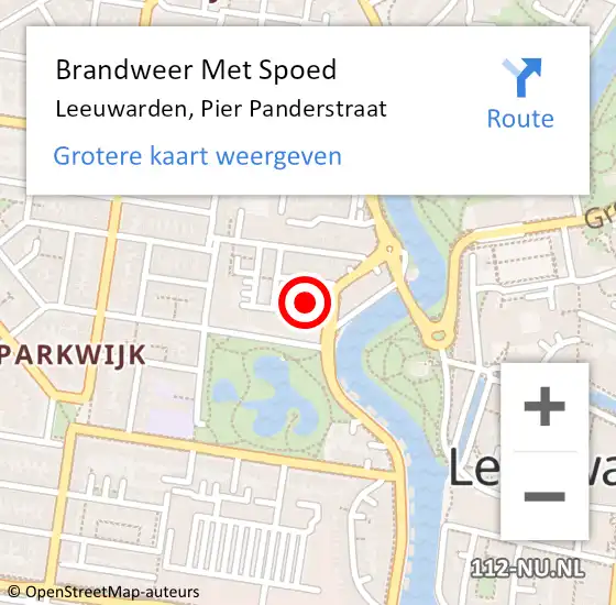 Locatie op kaart van de 112 melding: Brandweer Met Spoed Naar Leeuwarden, Pier Panderstraat op 9 september 2023 09:20