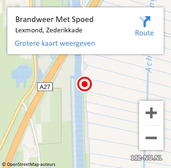 Locatie op kaart van de 112 melding: Brandweer Met Spoed Naar Lexmond, Zederikkade op 9 september 2023 09:49