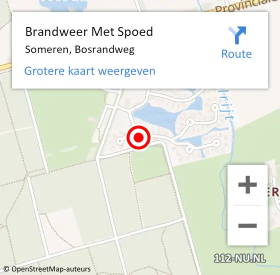 Locatie op kaart van de 112 melding: Brandweer Met Spoed Naar Someren, Bosrandweg op 9 september 2023 10:12