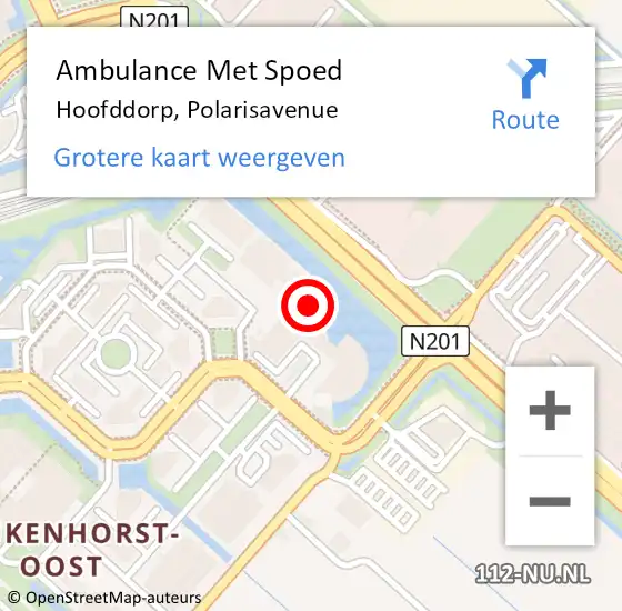 Locatie op kaart van de 112 melding: Ambulance Met Spoed Naar Hoofddorp, Polarisavenue op 9 september 2023 10:16