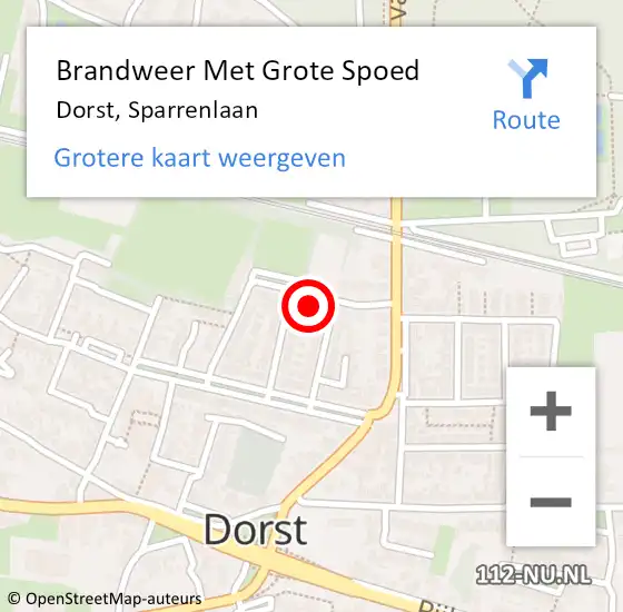 Locatie op kaart van de 112 melding: Brandweer Met Grote Spoed Naar Dorst, Sparrenlaan op 9 september 2023 10:47