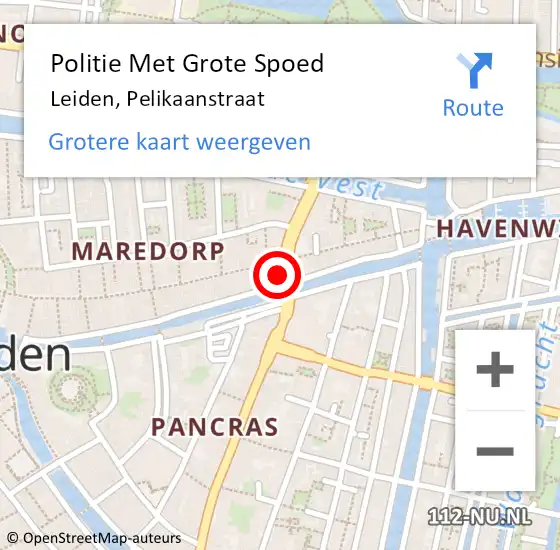 Locatie op kaart van de 112 melding: Politie Met Grote Spoed Naar Leiden, Pelikaanstraat op 9 september 2023 11:00
