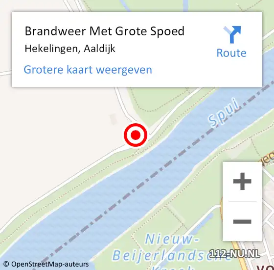 Locatie op kaart van de 112 melding: Brandweer Met Grote Spoed Naar Hekelingen, Aaldijk op 9 september 2023 11:06