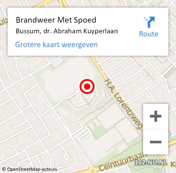 Locatie op kaart van de 112 melding: Brandweer Met Spoed Naar Bussum, dr. Abraham Kuyperlaan op 9 september 2023 11:11