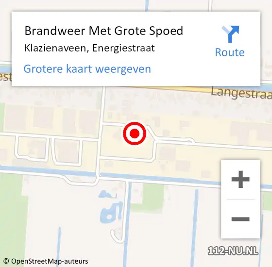 Locatie op kaart van de 112 melding: Brandweer Met Grote Spoed Naar Klazienaveen, Energiestraat op 9 september 2023 11:13