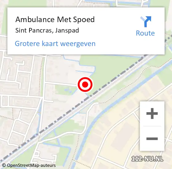 Locatie op kaart van de 112 melding: Ambulance Met Spoed Naar Sint Pancras, Janspad op 9 september 2023 11:45