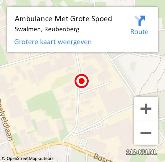 Locatie op kaart van de 112 melding: Ambulance Met Grote Spoed Naar Swalmen, Reubenberg op 9 september 2023 11:52