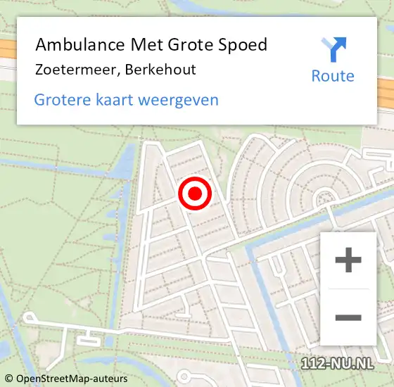 Locatie op kaart van de 112 melding: Ambulance Met Grote Spoed Naar Zoetermeer, Berkehout op 9 september 2023 12:01