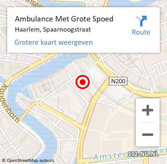 Locatie op kaart van de 112 melding: Ambulance Met Grote Spoed Naar Haarlem, Spaarnoogstraat op 9 september 2023 12:04