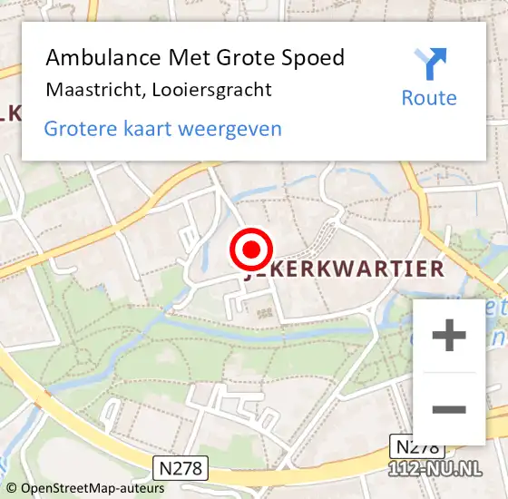 Locatie op kaart van de 112 melding: Ambulance Met Grote Spoed Naar Maastricht, Looiersgracht op 7 september 2014 15:21