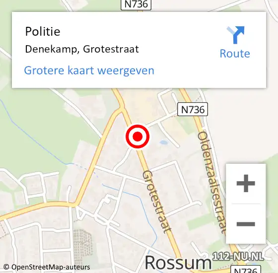 Locatie op kaart van de 112 melding: Politie Denekamp, Grotestraat op 9 september 2023 12:18