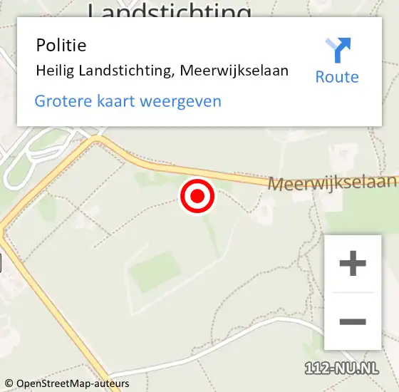 Locatie op kaart van de 112 melding: Politie Heilig Landstichting, Meerwijkselaan op 9 september 2023 12:18