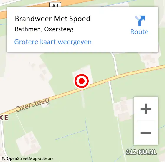 Locatie op kaart van de 112 melding: Brandweer Met Spoed Naar Bathmen, Oxersteeg op 9 september 2023 12:22