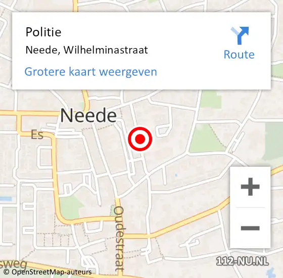 Locatie op kaart van de 112 melding: Politie Neede, Wilhelminastraat op 9 september 2023 12:34