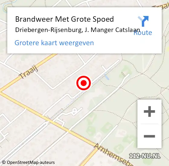 Locatie op kaart van de 112 melding: Brandweer Met Grote Spoed Naar Driebergen-Rijsenburg, J. Manger Catslaan op 9 september 2023 12:44