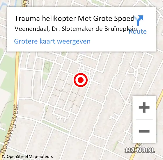 Locatie op kaart van de 112 melding: Trauma helikopter Met Grote Spoed Naar Veenendaal, Dr. Slotemaker de Bruïneplein op 9 september 2023 12:47
