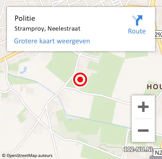 Locatie op kaart van de 112 melding: Politie Stramproy, Neelestraat op 9 september 2023 13:23