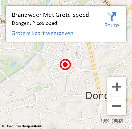 Locatie op kaart van de 112 melding: Brandweer Met Grote Spoed Naar Dongen, Piccolopad op 9 september 2023 13:36