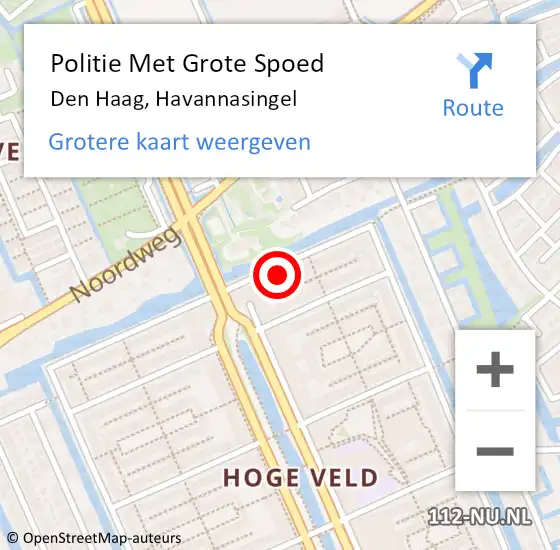 Locatie op kaart van de 112 melding: Politie Met Grote Spoed Naar Den Haag, Havannasingel op 9 september 2023 13:40