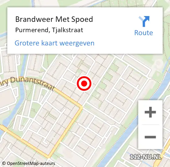 Locatie op kaart van de 112 melding: Brandweer Met Spoed Naar Purmerend, Tjalkstraat op 9 september 2023 13:41