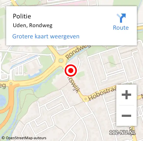 Locatie op kaart van de 112 melding: Politie Uden, Rondweg op 9 september 2023 13:44