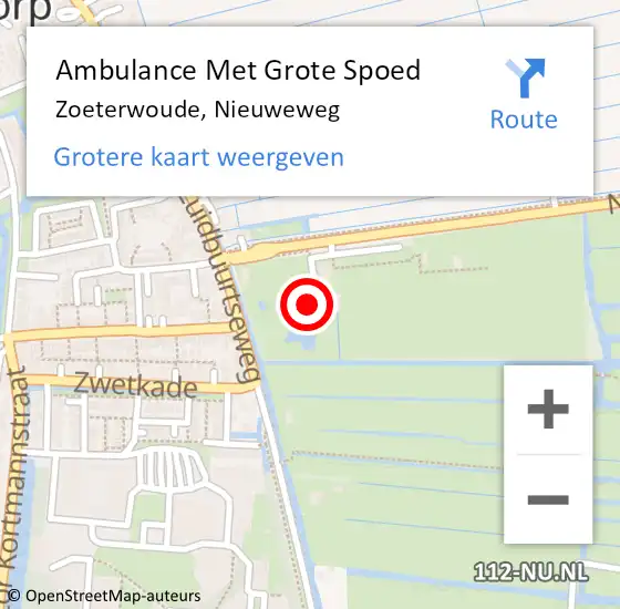 Locatie op kaart van de 112 melding: Ambulance Met Grote Spoed Naar Zoeterwoude, Nieuweweg op 9 september 2023 13:45