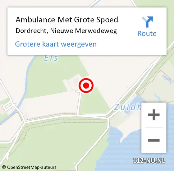 Locatie op kaart van de 112 melding: Ambulance Met Grote Spoed Naar Dordrecht, Nieuwe Merwedeweg op 9 september 2023 13:45