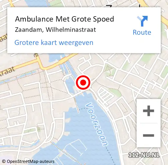 Locatie op kaart van de 112 melding: Ambulance Met Grote Spoed Naar Zaandam, Wilhelminastraat op 9 september 2023 13:49