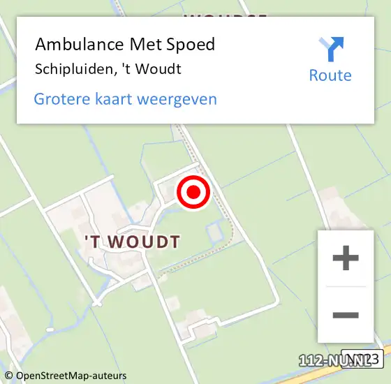 Locatie op kaart van de 112 melding: Ambulance Met Spoed Naar Schipluiden, 't Woudt op 9 september 2023 14:02