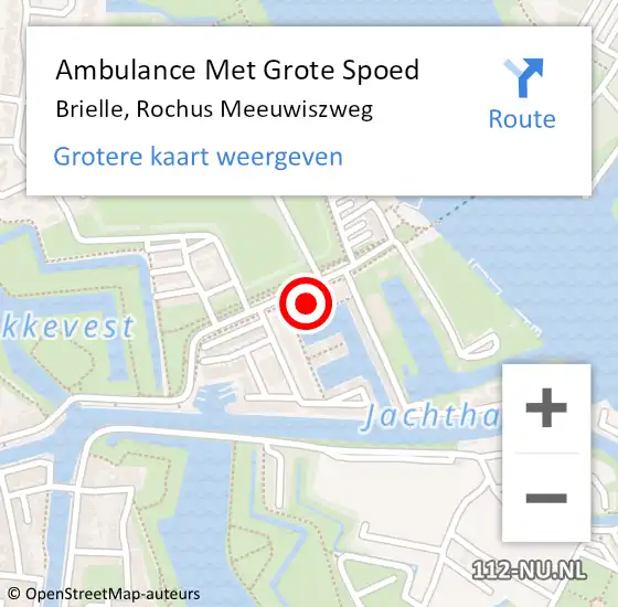 Locatie op kaart van de 112 melding: Ambulance Met Grote Spoed Naar Brielle, Rochus Meeuwiszweg op 9 september 2023 14:07