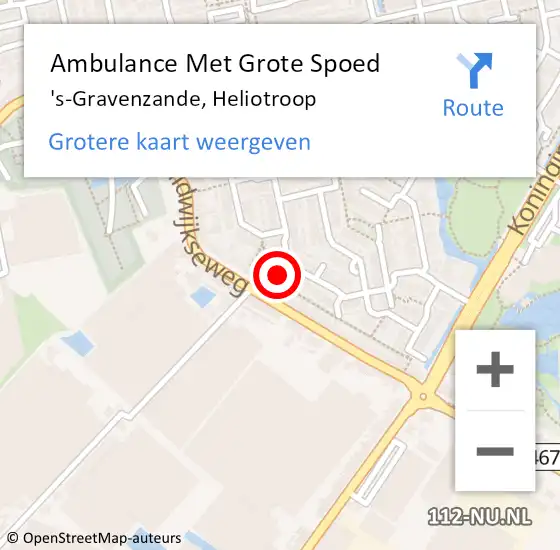 Locatie op kaart van de 112 melding: Ambulance Met Grote Spoed Naar 's-Gravenzande, Heliotroop op 9 september 2023 14:19