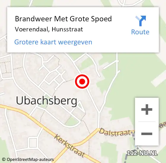 Locatie op kaart van de 112 melding: Brandweer Met Grote Spoed Naar Voerendaal, Hunsstraat op 9 september 2023 14:23