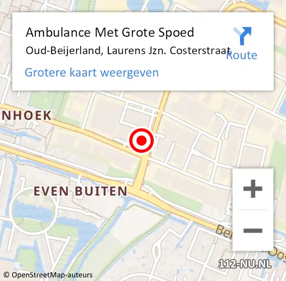 Locatie op kaart van de 112 melding: Ambulance Met Grote Spoed Naar Oud-Beijerland, Laurens Jzn. Costerstraat op 9 september 2023 14:26