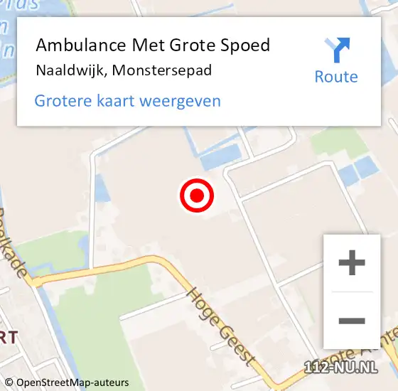 Locatie op kaart van de 112 melding: Ambulance Met Grote Spoed Naar Naaldwijk, Monstersepad op 9 september 2023 14:30