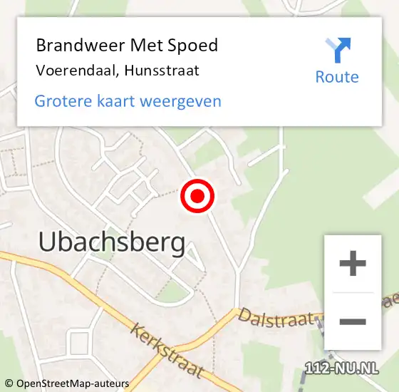 Locatie op kaart van de 112 melding: Brandweer Met Spoed Naar Voerendaal, Hunsstraat op 9 september 2023 14:36