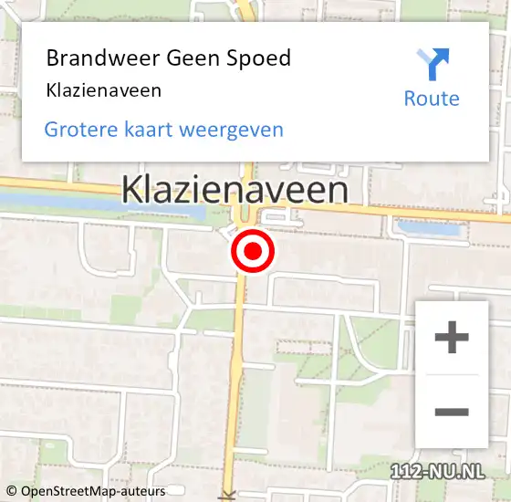 Locatie op kaart van de 112 melding: Brandweer Geen Spoed Naar Klazienaveen op 9 september 2023 14:38