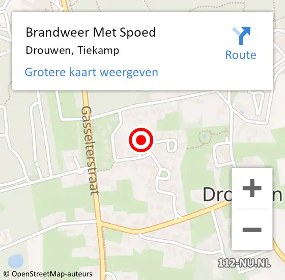 Locatie op kaart van de 112 melding: Brandweer Met Spoed Naar Drouwen, Tiekamp op 9 september 2023 14:39