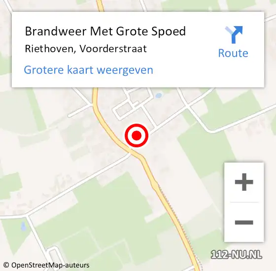 Locatie op kaart van de 112 melding: Brandweer Met Grote Spoed Naar Riethoven, Voorderstraat op 9 september 2023 14:42