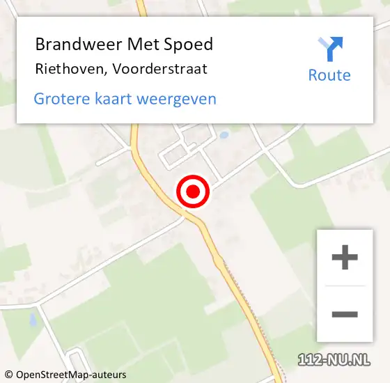 Locatie op kaart van de 112 melding: Brandweer Met Spoed Naar Riethoven, Voorderstraat op 9 september 2023 14:43