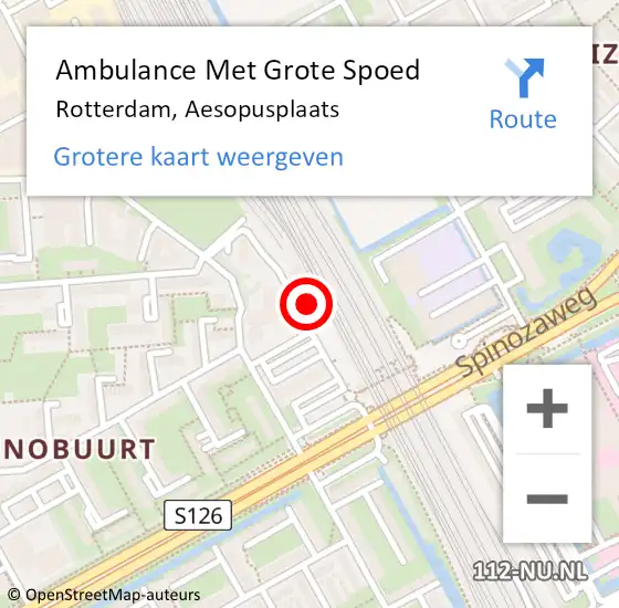 Locatie op kaart van de 112 melding: Ambulance Met Grote Spoed Naar Rotterdam, Aesopusplaats op 9 september 2023 14:43
