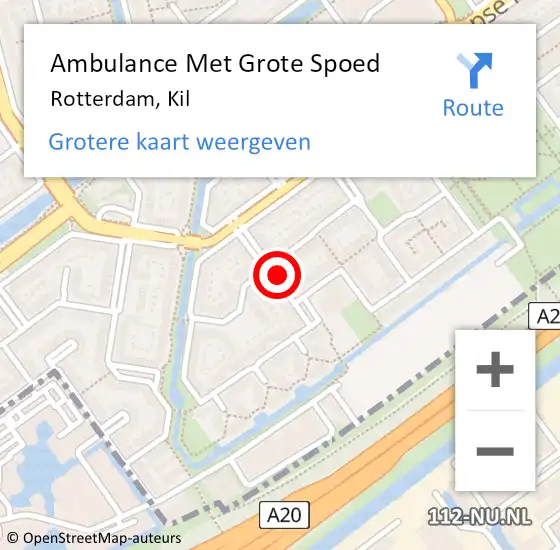 Locatie op kaart van de 112 melding: Ambulance Met Grote Spoed Naar Rotterdam, Kil op 9 september 2023 14:47