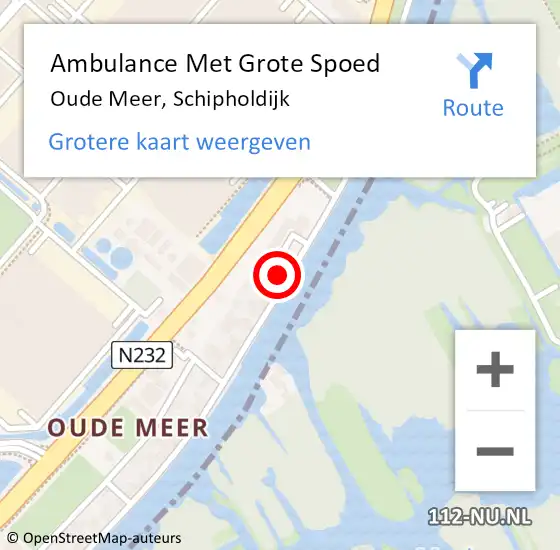 Locatie op kaart van de 112 melding: Ambulance Met Grote Spoed Naar Oude Meer, Schipholdijk op 9 september 2023 14:47