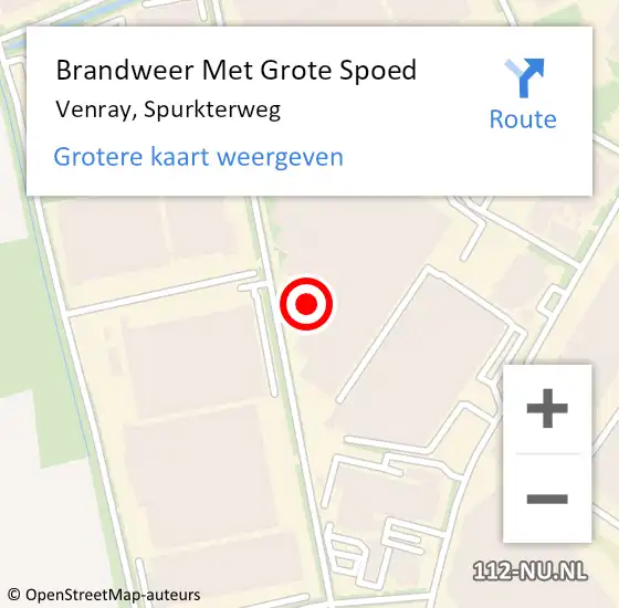 Locatie op kaart van de 112 melding: Brandweer Met Grote Spoed Naar Venray, Spurkterweg op 9 september 2023 14:58