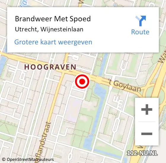 Locatie op kaart van de 112 melding: Brandweer Met Spoed Naar Utrecht, Wijnesteinlaan op 9 september 2023 15:13