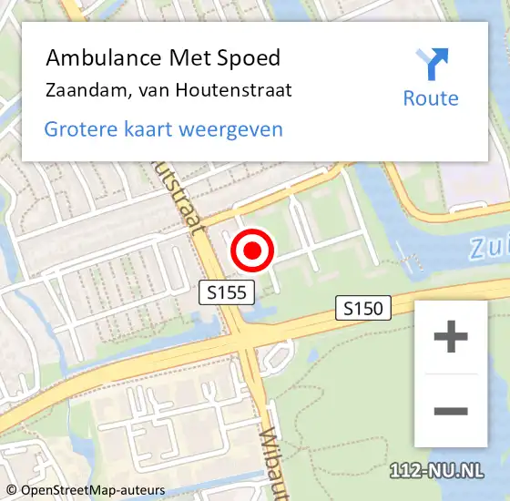 Locatie op kaart van de 112 melding: Ambulance Met Spoed Naar Zaandam, van Houtenstraat op 9 september 2023 15:20