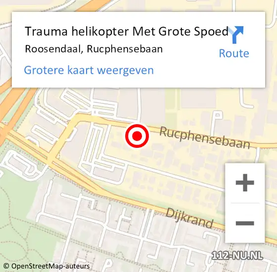 Locatie op kaart van de 112 melding: Trauma helikopter Met Grote Spoed Naar Roosendaal, Rucphensebaan op 9 september 2023 15:23