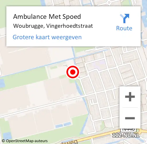 Locatie op kaart van de 112 melding: Ambulance Met Spoed Naar Woubrugge, Vingerhoedtstraat op 7 september 2014 15:49