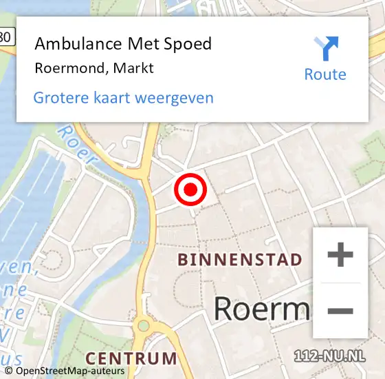 Locatie op kaart van de 112 melding: Ambulance Met Spoed Naar Roermond, Markt op 9 september 2023 15:42