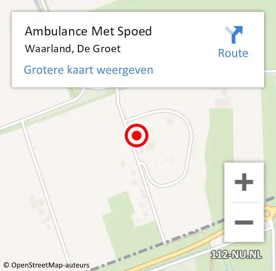 Locatie op kaart van de 112 melding: Ambulance Met Spoed Naar Waarland, De Groet op 9 september 2023 16:19